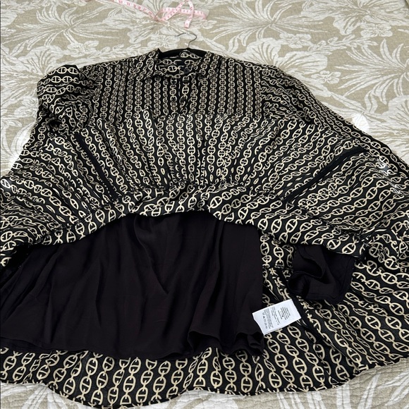 J.Crew Amelia Popover Shirtdress Chain Print Black Gold | NWOT | Size S - Picture 8 of 13